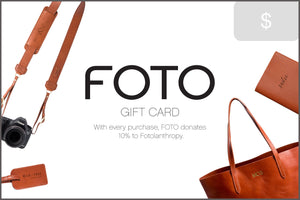 FOTO | Gift Card - Give a special personalized gift. FOTO’s gift card is redeemable on our genuine leather camera strap the Fotostrap and other personalized leather gifts.