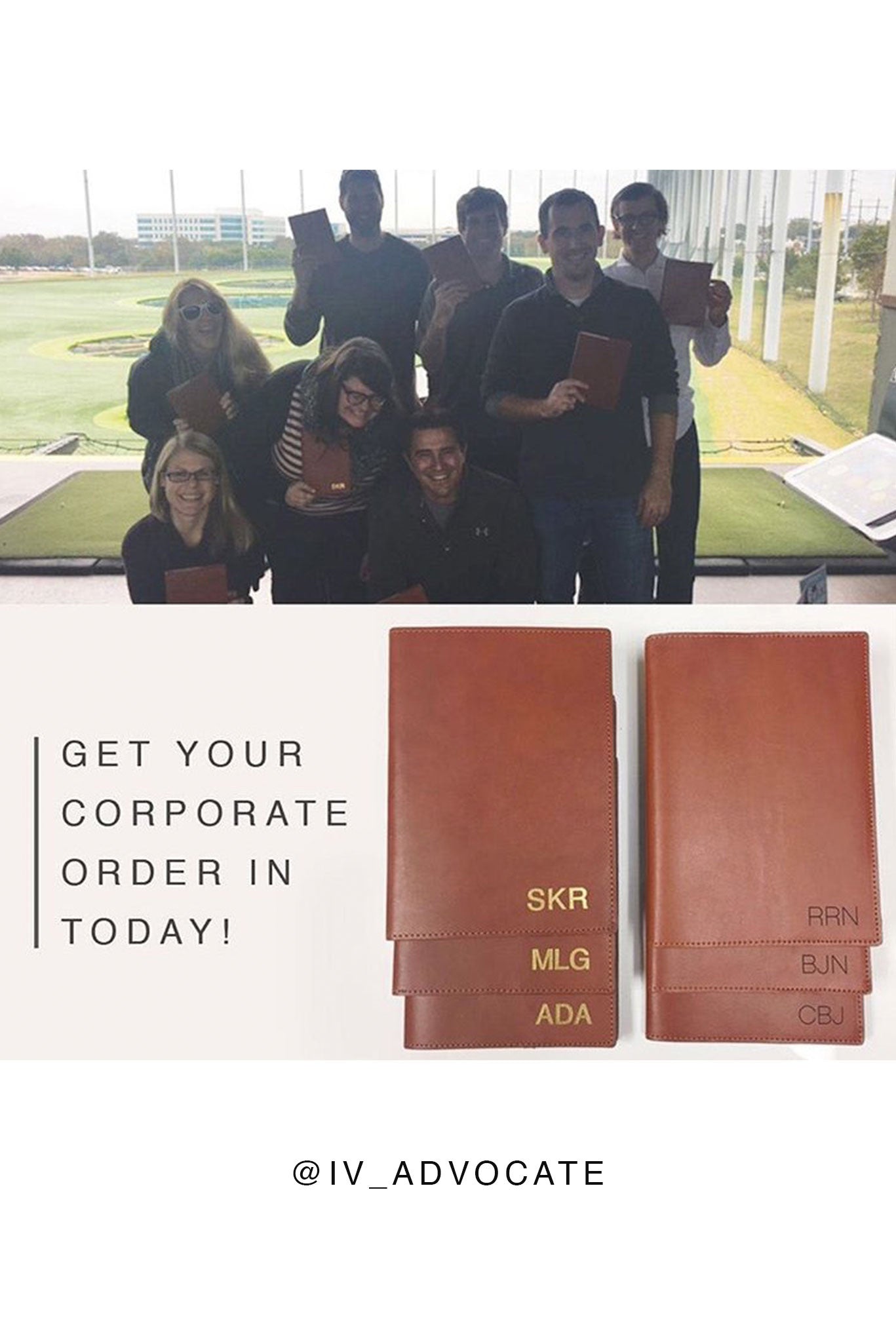 FOTO | Cognac Leather Journal - refillable genuine leather journal cover can be personalized with gold foil initials, a monogram or business logo making it the perfect personalized gift. 
