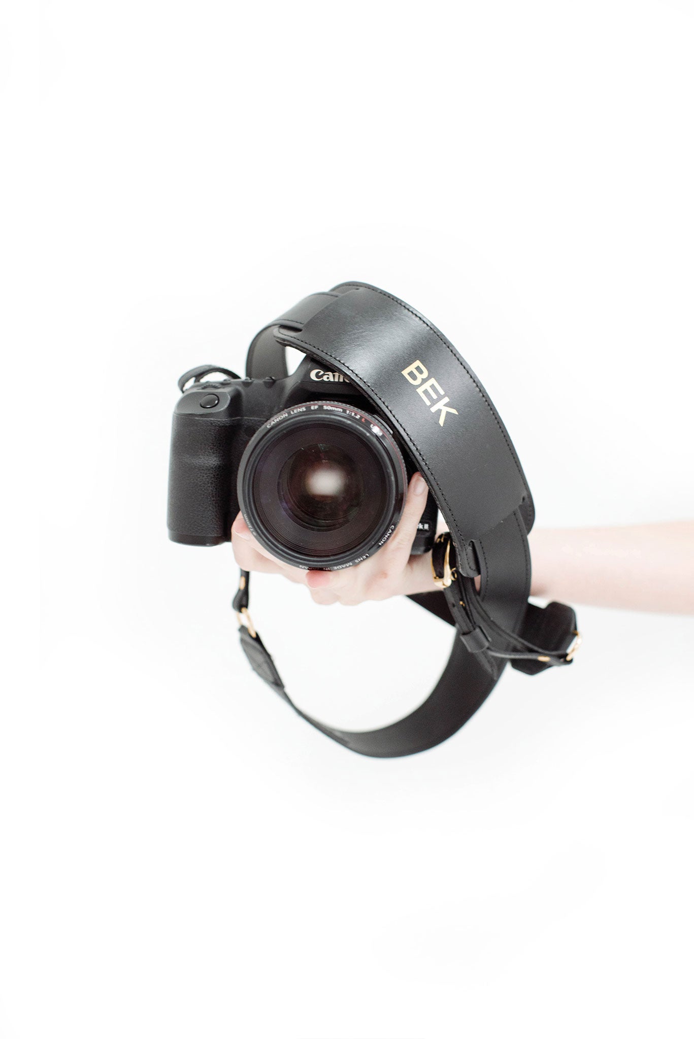Bear Fotostrap - personalized black leather camera strap 