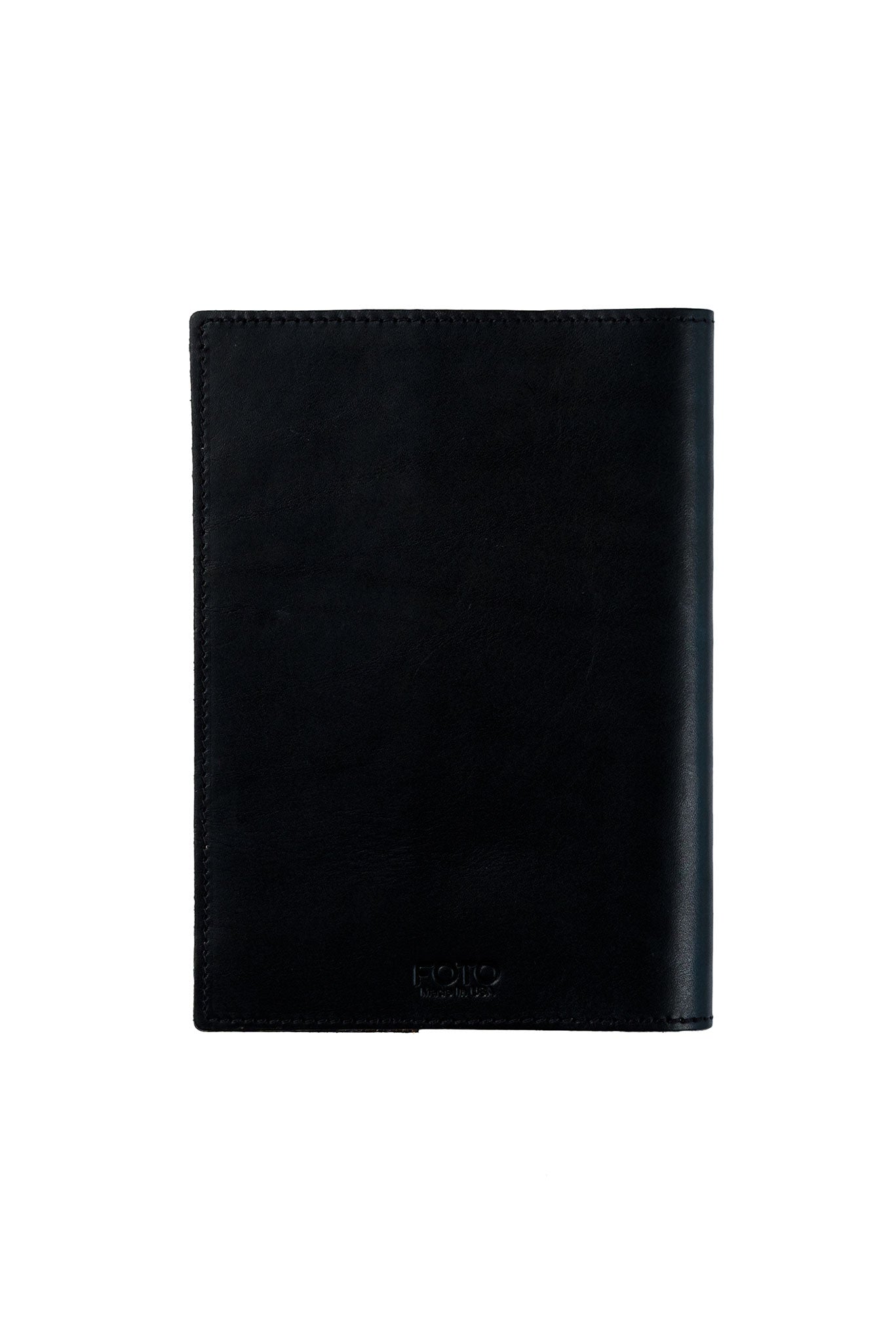 FOTO | Black Leather Journal - refillable genuine leather journal cover can be personalized with gold foil initials, a monogram or business logo making it the perfect personalized gift. 