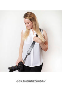Bear Fotostrap - personalized black leather camera strap 