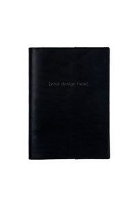 FOTO | Black Leather Journal - refillable genuine leather journal cover can be personalized with gold foil initials, a monogram or business logo making it the perfect personalized gift. 