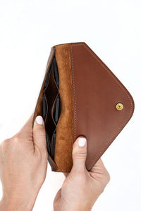 FOTO | Dutch Memory Card Wallet - a medium brown genuine leather SD and Compact Flash Memory Card holder that coordinates with our Dutch Fotostrap or Dutch Skinny camera strap and can be personalized with a monogram or business logo, making it the perfect gift for the photographer in your life! 